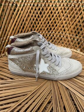 ShuShop gold glitter white star high top shoes size 10
